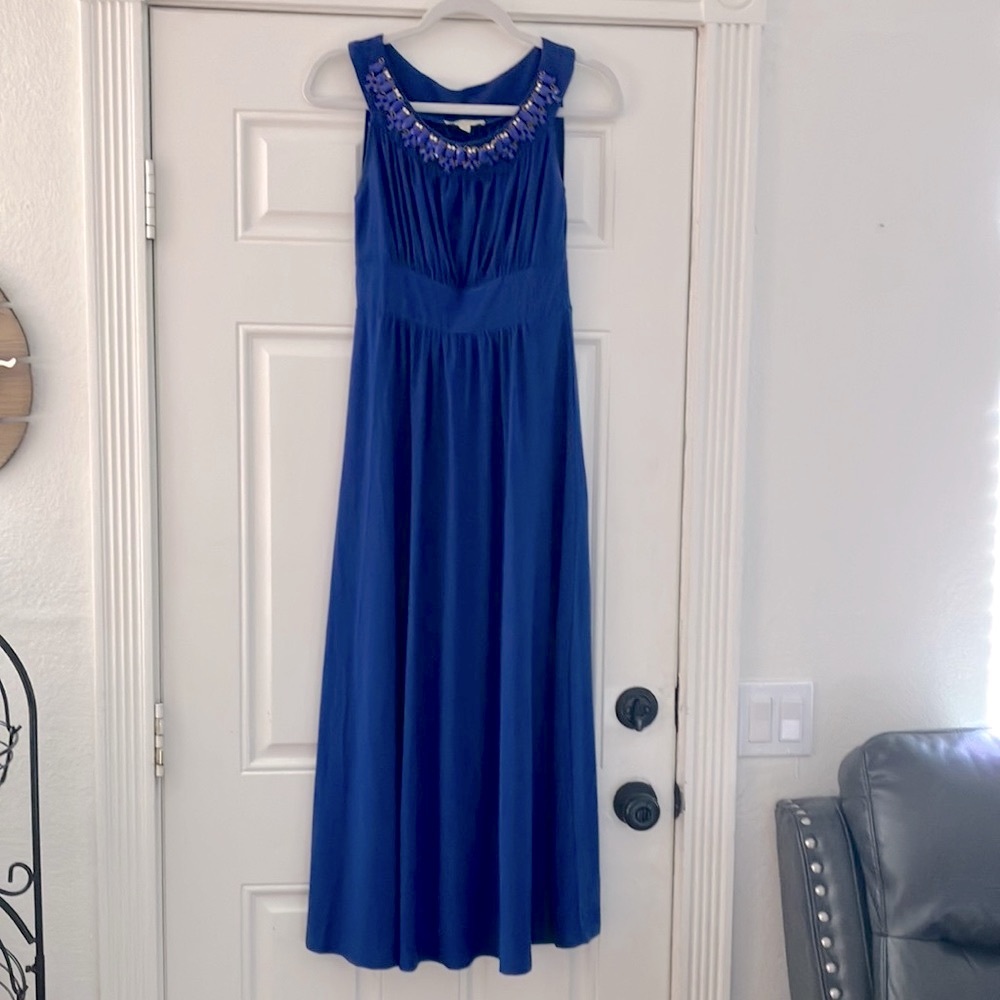 HAANI BLUE GEMS EMBELLISHED FORMAL MAXI LONG DRESS SIZE PS